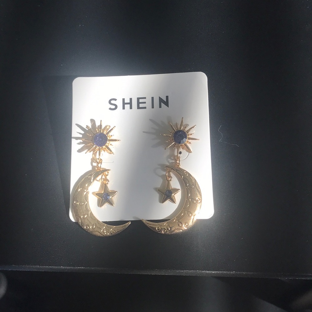 Gold Moon and Star Earrings